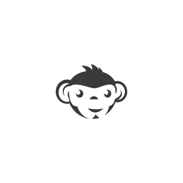 Macaco Cabeça Logotipo Ilustração Vetor Design Plano — Vetor de Stock