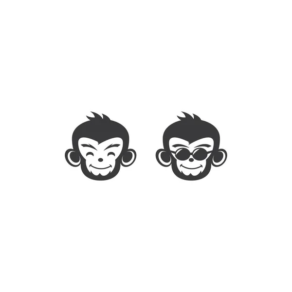 Tête Singe Logo Ilustration Vecteur Plat Design — Image vectorielle