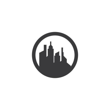 Şehir silueti, şehir silueti logo vektör illüstrasyonu