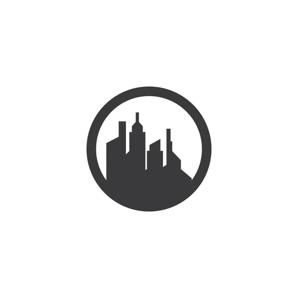 Miasto Panorama Miasto Sylwetka Logo Ikona Wektor Ilustracja — Wektor stockowy