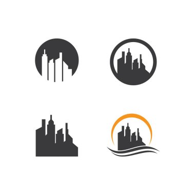 Şehir silueti, şehir silueti logo vektör illüstrasyonu