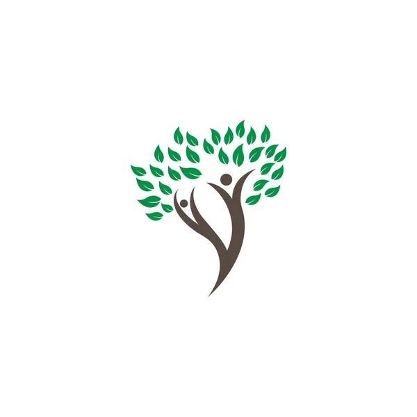 Gente Árbol Logotipo Plantilla Vector Ilustración — Vector de stock