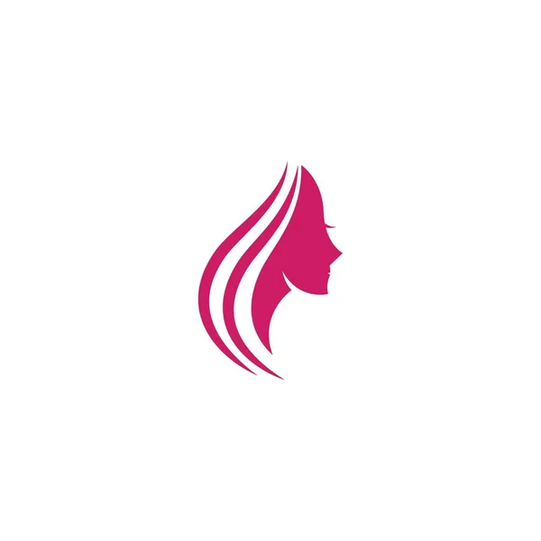 Mulheres Rosto Silhueta Ilustração Logotipo Modelo — Vetor de Stock