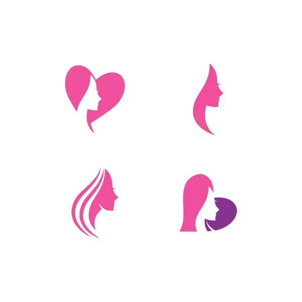 Mulheres Rosto Ilustração Logotipo Modelo — Vetor de Stock