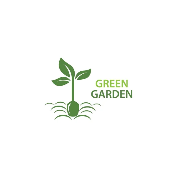 Verde Jardim Verde Folha Ecologia Logotipo Vetor Design —  Vetores de Stock