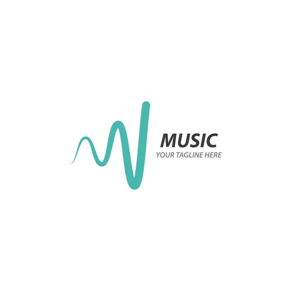 Geluidsgolf Muziek Logo Vector Template — Stockvector