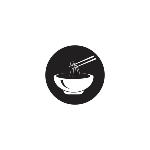Noodle Bowl Logo Ontwerp Vector Ilustratie Template — Stockvector