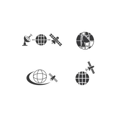 Uydu simgesi çizim vektörü düz tasarım