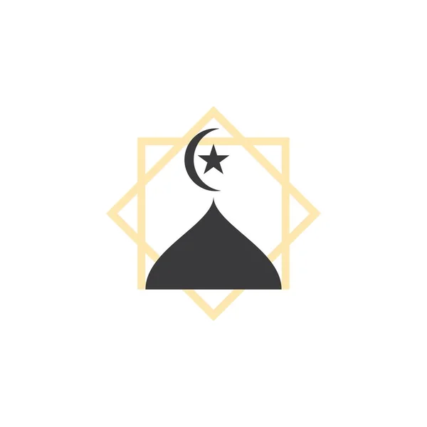 Logo Simbolo Islamico Modello Vettoriale Icona Della Moschea — Vettoriale Stock