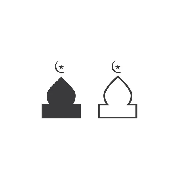 伊斯兰标志和符号 清真寺图标矢量模板 — 图库矢量图片