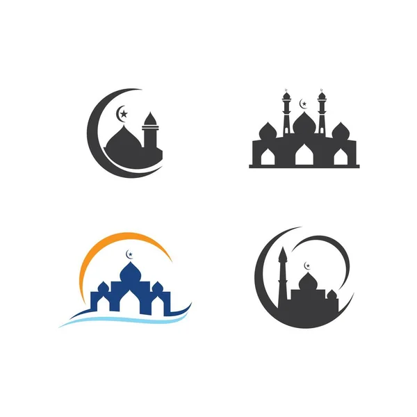 Logotipo Islâmico Mesquita Ícone Vetor Modelo — Vetor de Stock