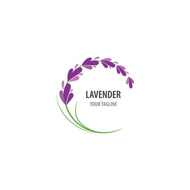 Taze lavanta çiçeği logo vektörü düz tasarım