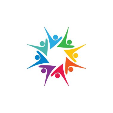 Topluluk, ağ ve sosyal logo tasarım şablonu vektörü