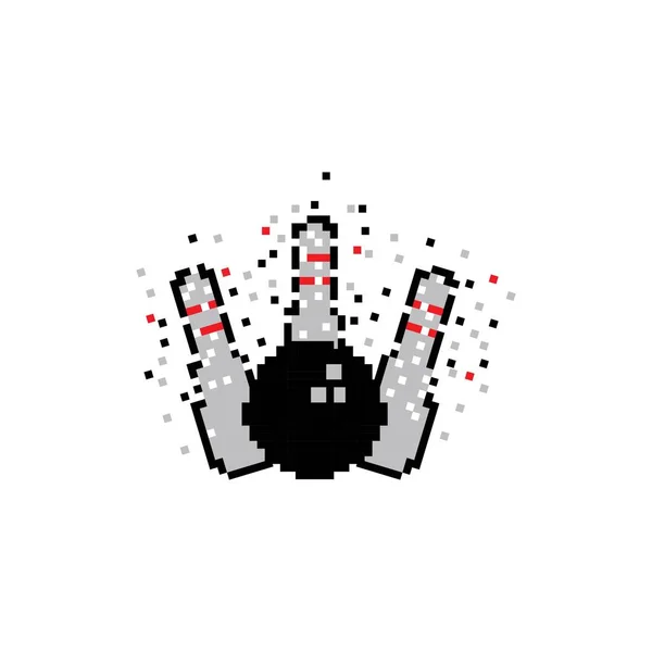 Pikselkunst Bowling Logo Symbol Hvit Bakgrunn – stockvektor