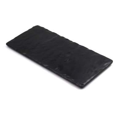 Siyah taş tepsi beyaz arkaplanda izole