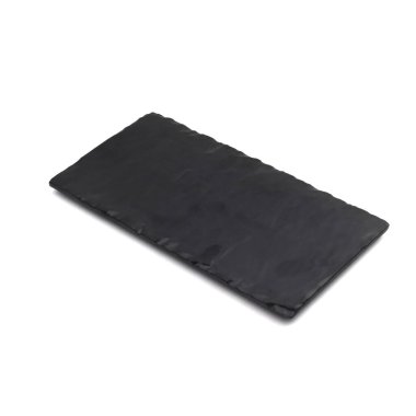 Siyah taş tepsi beyaz arkaplanda izole