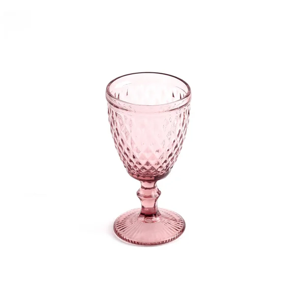 Leeres Rosa Weinglas Isoliert Auf Weißem Hintergrund — Stockfoto