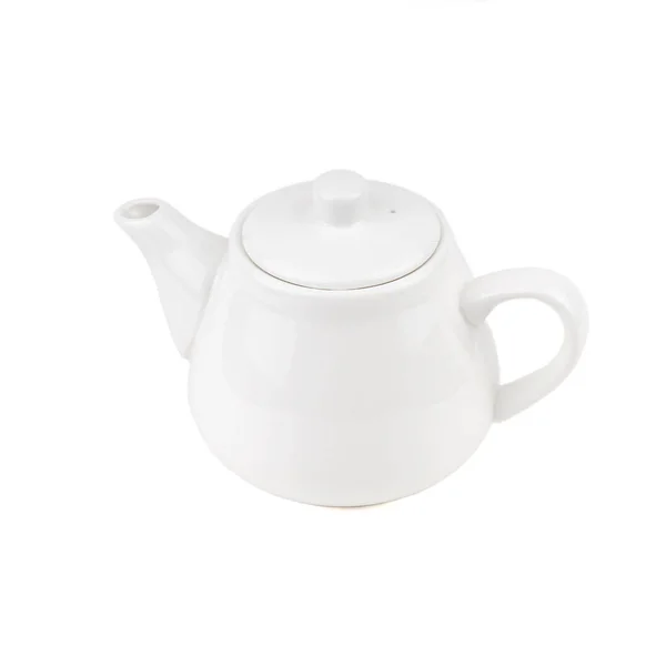 Λευκό Τσάι Κατσαρόλα Που Απομονώνονται Λευκό Φόντο — Φωτογραφία Αρχείου