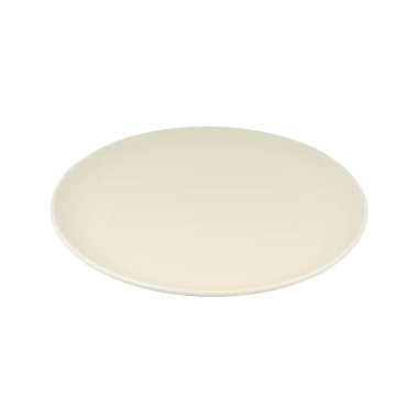 Beyaz zemin üzerinde beyaz seramik plaka.