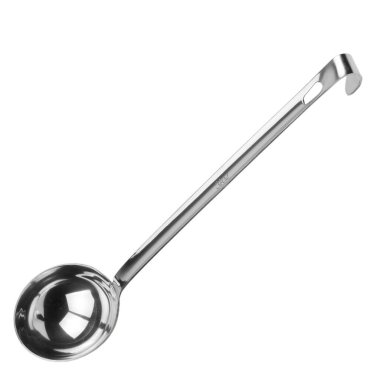 Beyaz arkaplanda metal kepçe