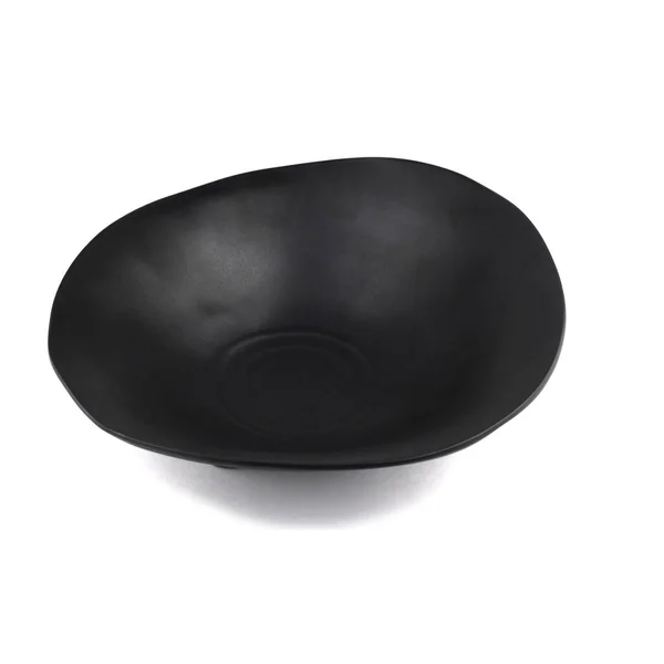 Black Empty Plate Isolated White Background — Stock Photo, Image