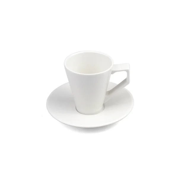 Белая Чашка Кофе Блюдце Изолированы Светлом Фоне — стоковое фото