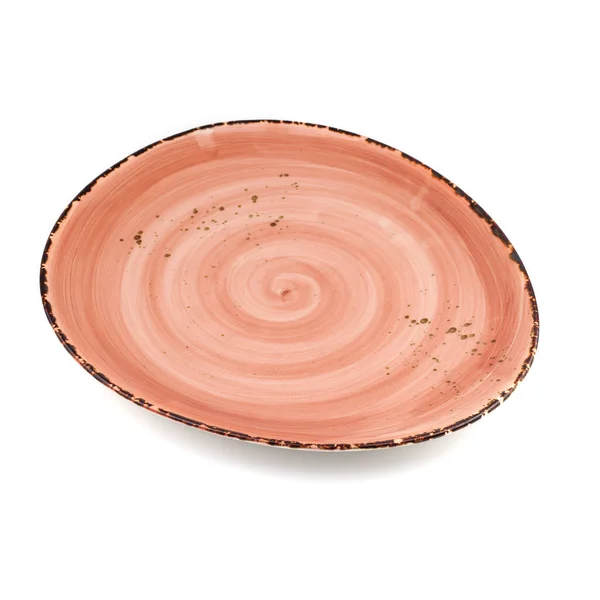 Pusty Wzór Spiralny Płyta Ceramiczna Izolowana Białym Tle — Zdjęcie stockowe