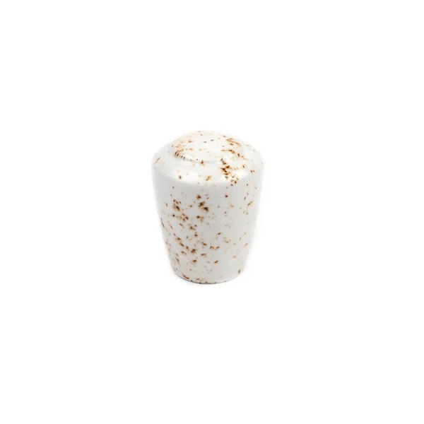 White Ceramic Salt Shaker Isolated White Background — Stock Photo, Image