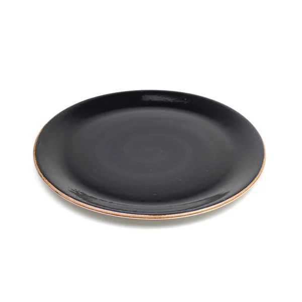 Beyaz arkaplanda izole edilmiş siyah boş tabak