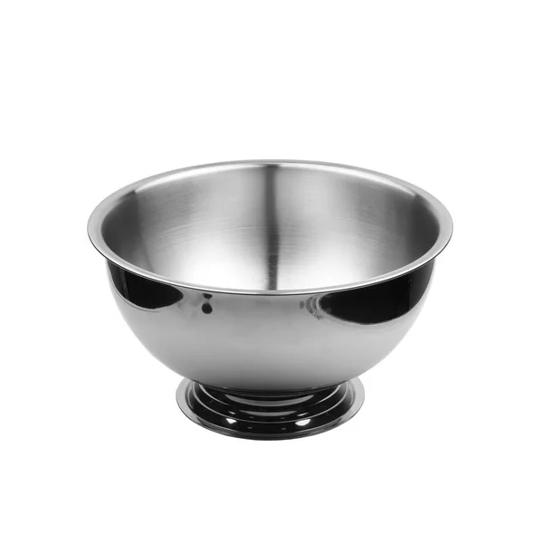 Empty Metal Bowl White Background — Stock Photo, Image