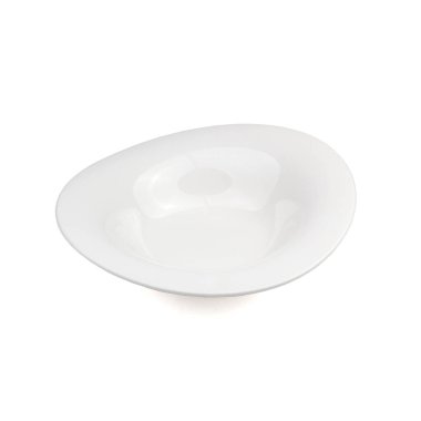 Beyaz zemin üzerinde beyaz seramik plaka.