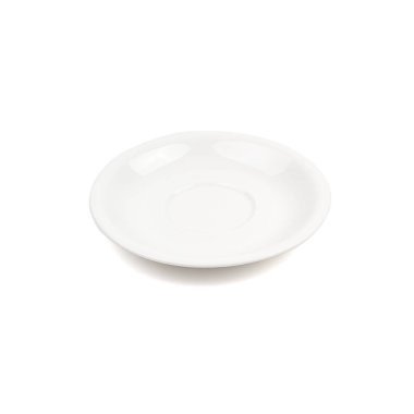 Beyaz zemin üzerinde beyaz seramik plaka.