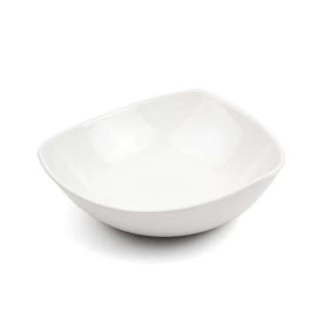 Beyaz zemin üzerinde beyaz seramik plaka.