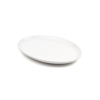 Beyaz zemin üzerinde beyaz seramik plaka.