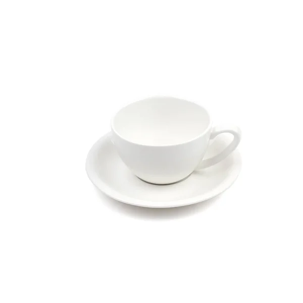 Weiße Tasse Kaffee Auf Einer Untertasse Isoliert Auf Hellem Hintergrund — Stockfoto