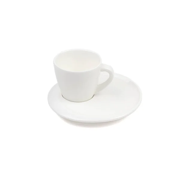 White Cup Coffee Saucer Isolated Light Background — Stock Photo, Image