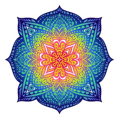 Doğu tarzı mandala. Doğu tarzı mandala. Soğuk renkler.