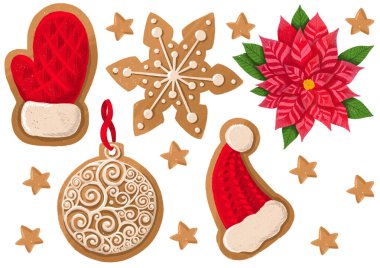 Beyazlar üzerinde izole edilmiş Noel çizimleri