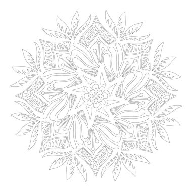 Abstract monochrome circular tracery and patterned snowflake.