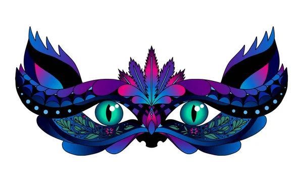 Máscara de carnaval de un gato. Gamma rosa violeta. Máscara vectorial . — Archivo Imágenes Vectoriales