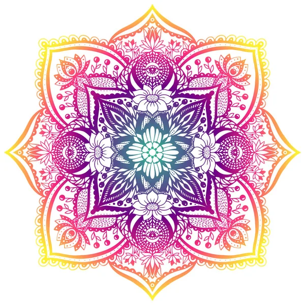 Bright decorative vector mandala with floral elements. in warm colors — 스톡 벡터