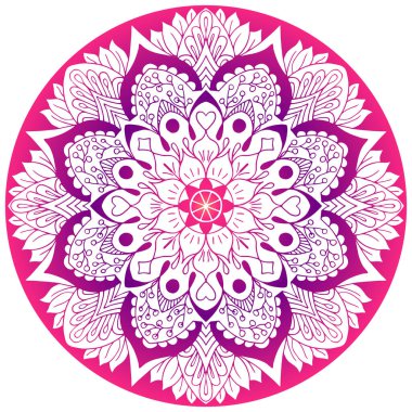 Açık pembe çiçekli mandala. Vektör illüstrasyonu.