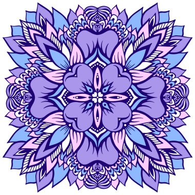 Yumuşak mor çiçekli mandala. vektör illüstrasyonu
