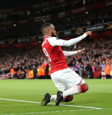 Londra - 26 Nisan 2018: Avrupa Ligi yarı final el bir maçı Arsenal Atletico Madrid Emirates Stadyumu'nda London, Büyük Britanya.