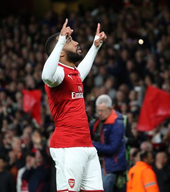 Londra - 26 Nisan 2018: Avrupa Ligi yarı final el bir maçı Arsenal Atletico Madrid Emirates Stadyumu'nda London, Büyük Britanya.