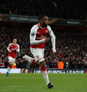 Londra - 26 Nisan 2018: Avrupa Ligi yarı final el bir maçı Arsenal Atletico Madrid Emirates Stadyumu'nda London, Büyük Britanya.