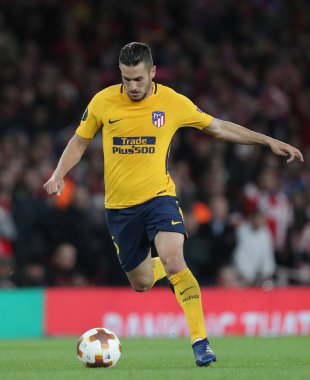 Londra - 26 Nisan 2018: Avrupa Ligi yarı final el bir maçı Arsenal Atletico Madrid Emirates Stadyumu'nda London, Büyük Britanya.