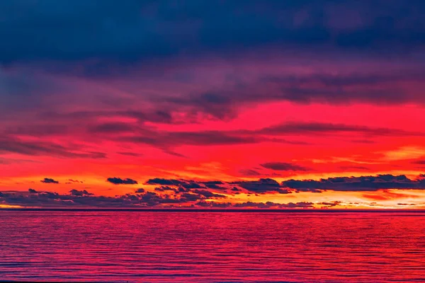 Beautiful Sun Crimson Sky Black Sea January 2020 Sochi Russia — Stock Photo, Image