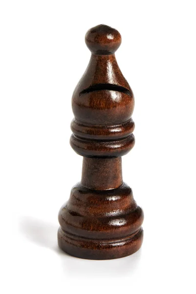 Wooden bishop brown chess piece black team — Stock Photo, Image