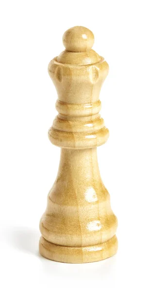 Дерев'яна королева біла шахова фігура — стокове фото
